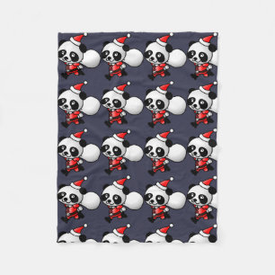 Couverture Polaire Panda mignon de Père Noël de Noël