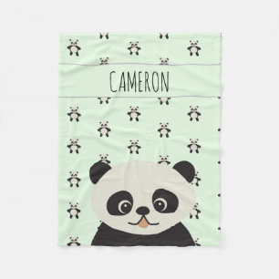 Couverture Polaire Panda moderne ours motif bébé nom vert
