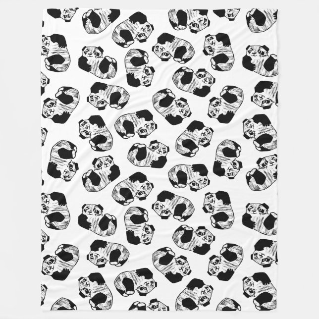 Couverture Polaire Panda Play Fleece Blanche, Grande (Devant)