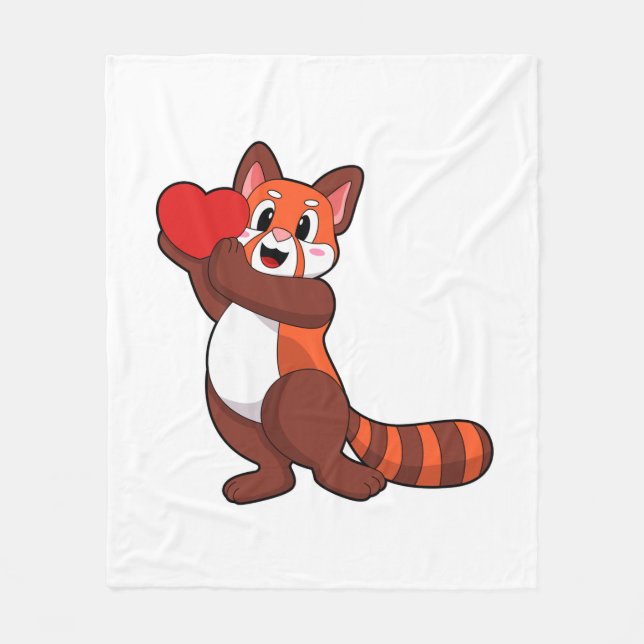 Couverture Polaire Panda rouge à l'amour avec coeur.PNG (Devant)