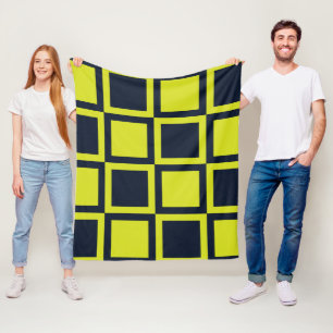 Couverture Polaire Panneau de contrôle bleu marine Green Checkerboard