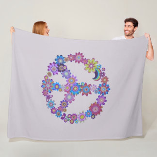 Couverture Polaire Panneau de Paix Florale Violet Blanche polaire