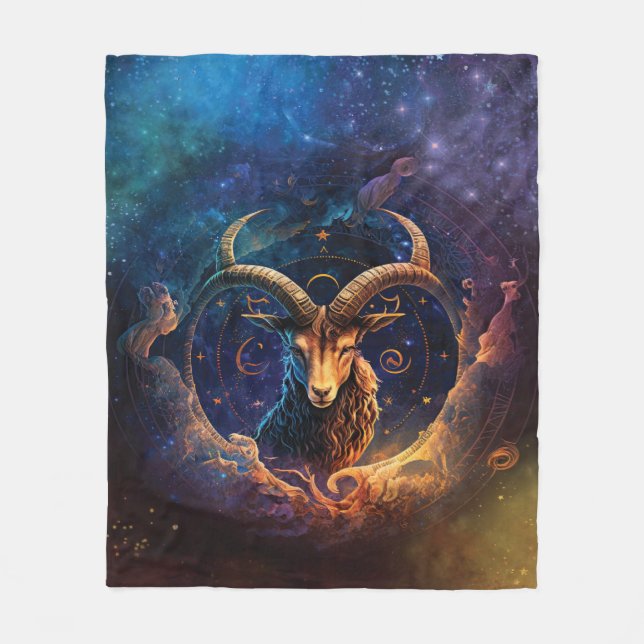 Couverture Polaire Panneau Zodiac Capricorne Design d'aquarelle (Devant)