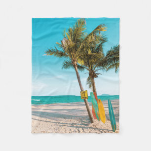 Couverture Polaire Panneaux de surf sur la plage lancer oreiller