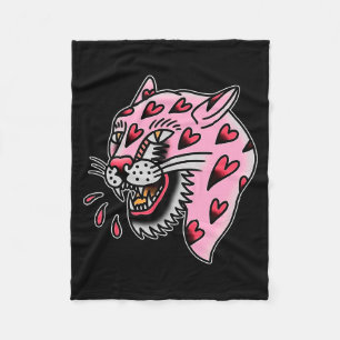 Couverture Polaire Panther Rose X Cœur Amour Traditionnel Flash Premi