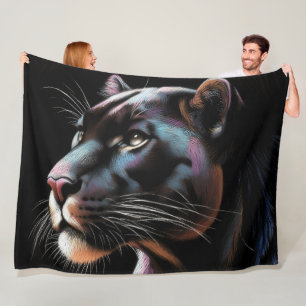 Couverture Polaire Panthère noire à dessin dur Pastel