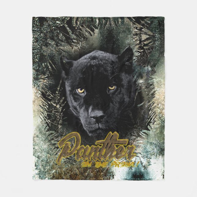 Couverture Polaire "Panthère sur le vagabondage " (Devant)