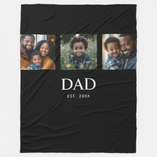 Couverture Polaire Papa a établi Bold Simple Noir 3 Photo