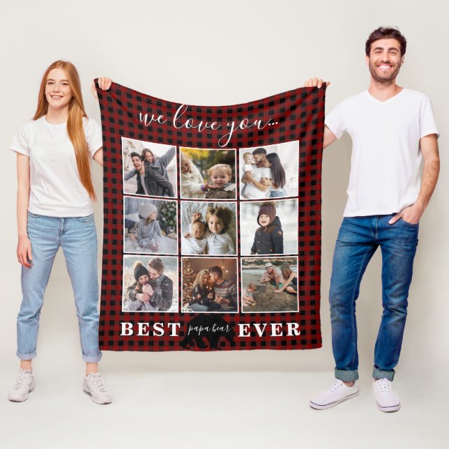 Couverture Polaire Papa Bear Photo Collage papa cadeau (En situation)