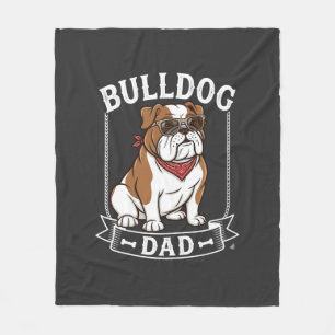 Couverture Polaire Papa Bouledogue Chien Lunettes de soleil Bandana