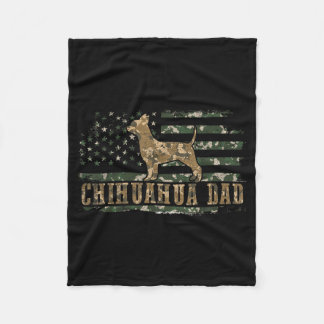 Couverture Polaire Papa Chihuahua Camo Drapeau Américain Camouflage U