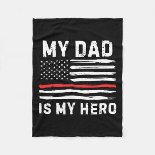 Couverture Polaire Papa est mon héros pompier ligne rouge drapeau amé
