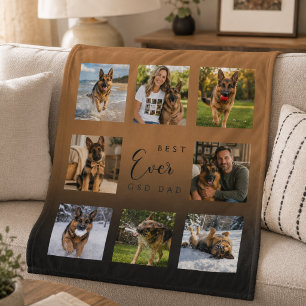 Couverture Polaire Papa GSD Father noir marron photo collage