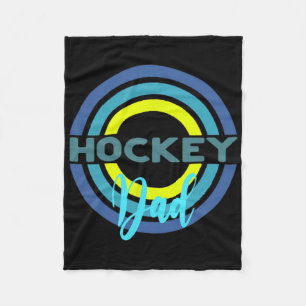 Couverture Polaire Papa hockey avec des cercles de hockey modernes