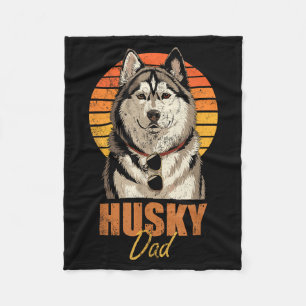 Couverture Polaire Papa Husky Rétro Cool Drôle Vintage Amoureux des C