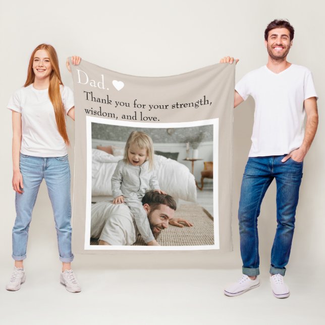 Couverture Polaire Papa, Merci Pour - Photo Et Texte Personnalisés | (En situation)