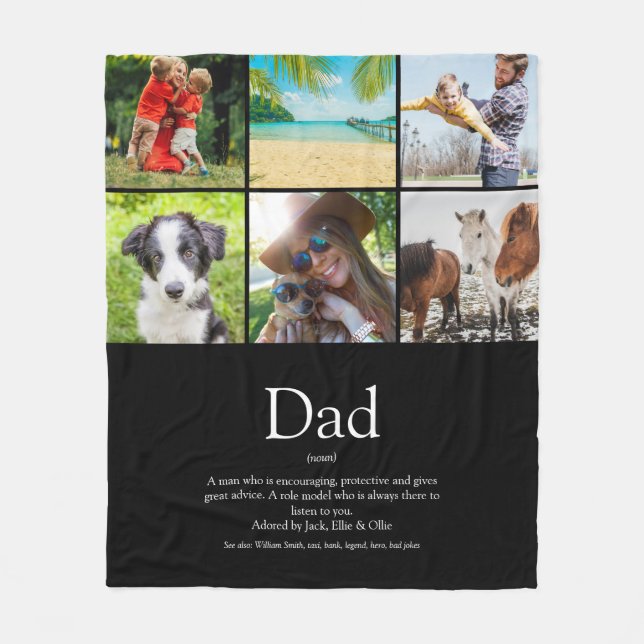 Couverture Polaire Papa Papa Father Definition 6 Photo Collage Black (Devant)
