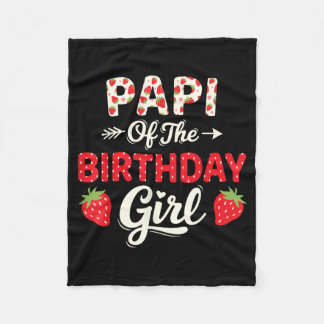 Couverture Polaire Papi à la fraise de la fille de l'anniversaire Dou