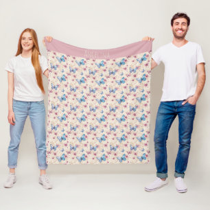 Couverture Polaire Papier peint motif papillon rose bleu aquarelle