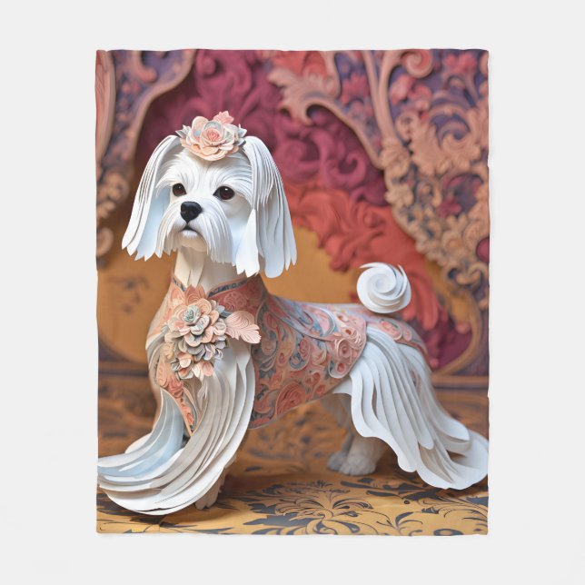 Couverture Polaire Papier Rococo couleurs pastel maltais (Devant)