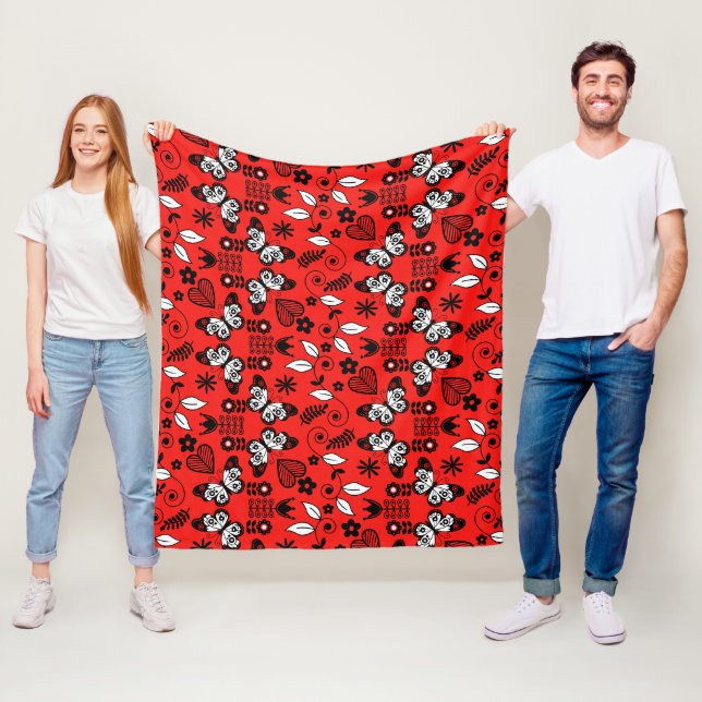 Couverture Polaire Papillon art populaire scandinave (En situation)