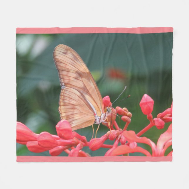 Couverture Polaire Papillon de corail rose (Devant (Horizontal))