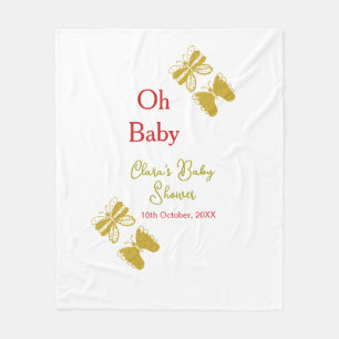 Couverture Polaire Papillon doré baby shower rouge oh bébé moderne
