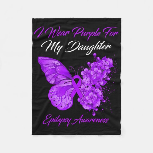Couverture Polaire Papillon Je Porte Violet Pour Ma Fille Épilepsie A (Devant)