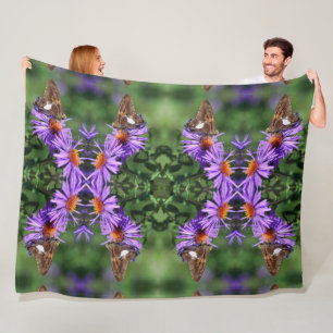 Couverture Polaire Papillon Lady Peint Sur Aster Flower Abstrait