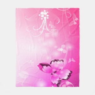 Couverture Polaire Papillon magenta
