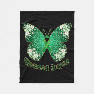 Couverture Polaire Papillon ruban vert mandala survivant de greffe