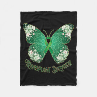 Couverture Polaire Papillon Ruban Vert Mandala Transplanté Survivant