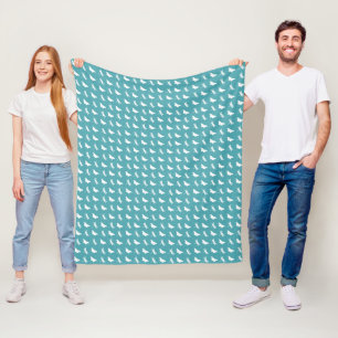 Couverture Polaire Papillon sarcelle et blanc et motif de libellule
