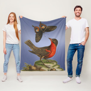 Couverture Polaire Papillon sauvage et oiseau
