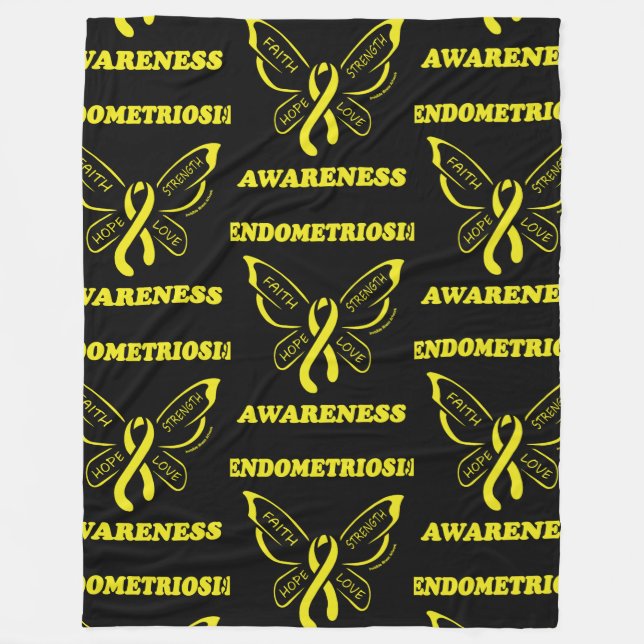 Couverture Polaire Papillon/sensibilisation...Endometriose Blanche po (Devant)