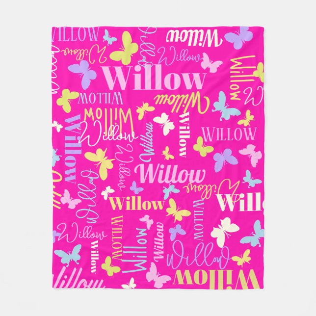 Couverture Polaire Papillons arc-en-ciel nom personnalisé Willow hot  (Devant)