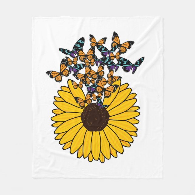 Couverture Polaire Papillons au tournesol (Devant)