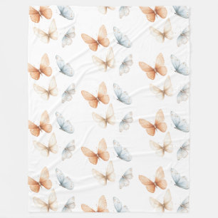 Couverture Polaire Papillons bleus pêche