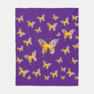 COUVERTURE POLAIRE PAPILLONS COLORÉS ABSTRAITS 
