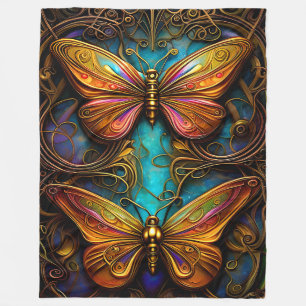 Couverture Polaire Papillons de bronze sur Aqua Blue