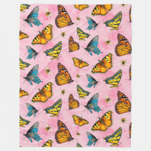 Couverture Polaire Papillons et abeilles au-dessus du ciel