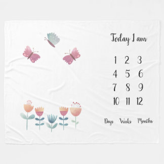 Couverture Polaire Papillons et fleurs Bébé première année jalon