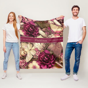 Couverture Polaire Papillons Et Roses De Collage Décoratifs