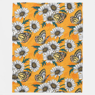 Couverture Polaire Papillons Jézabel et fleurs marguerites