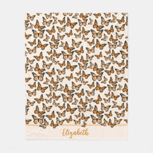 Couverture Polaire Papillons Monarque Orange Nom personnalisé