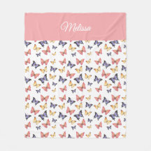 Papillons Rose Violet Monogramme Nom