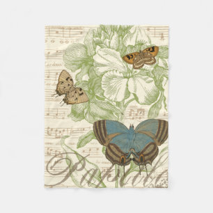 Couverture Polaire Papillons sur la musique de feuille avec la