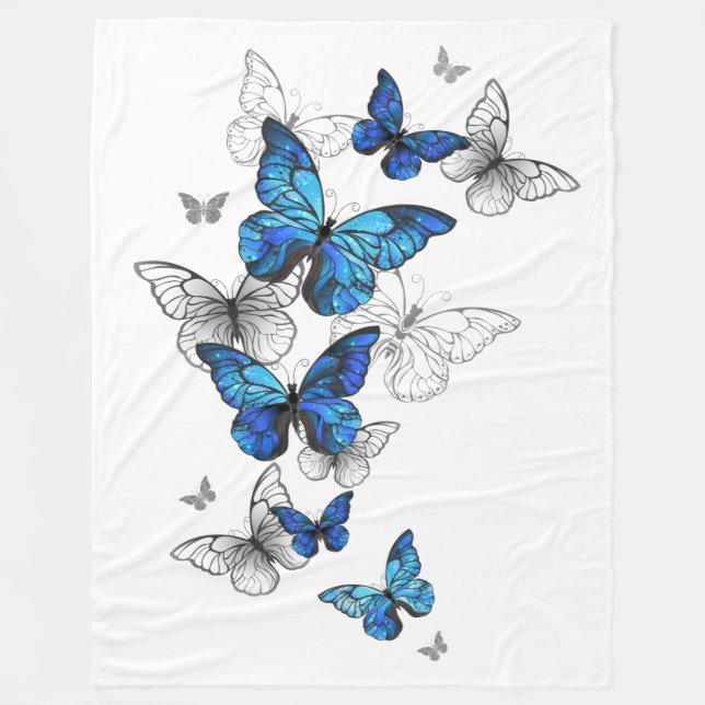 Couverture Polaire Papillons volants bleus Morpho (Devant)