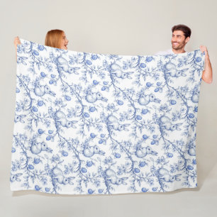 Couverture Polaire Pâques Chinoiserie Toile De Jouy Fleece Blanche