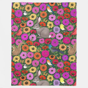Couverture Polaire par ma fenêtre... oiseaux, abeilles, lapins, papil